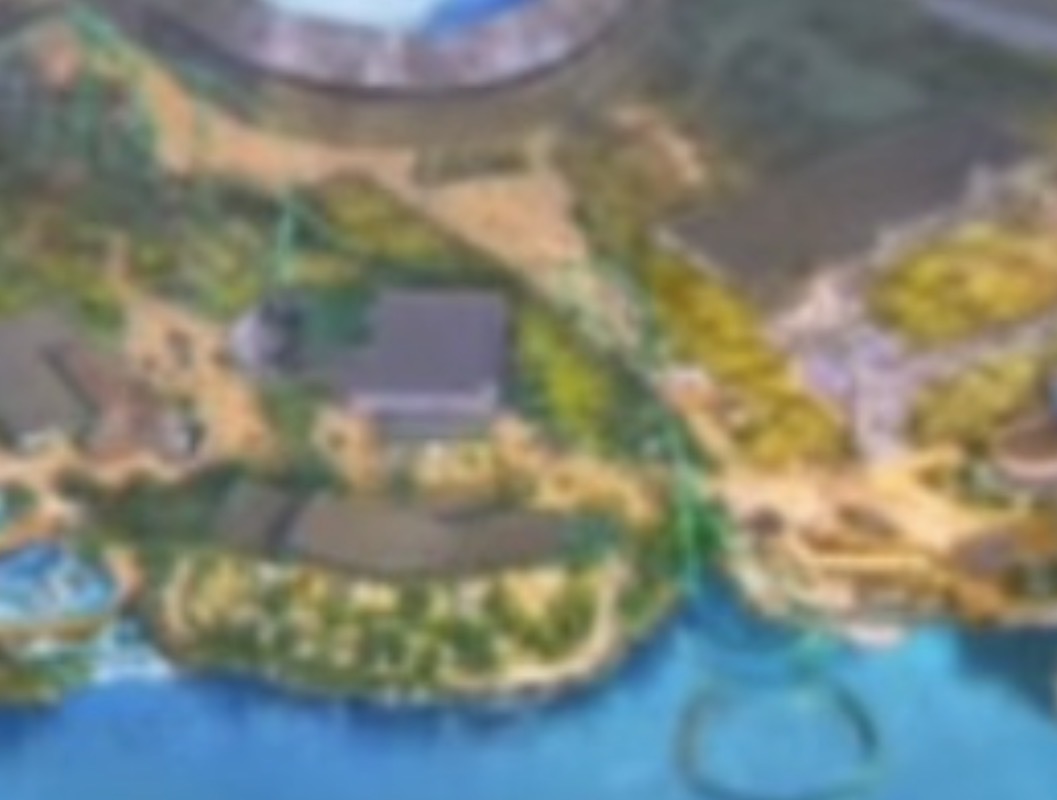 Close-up of the proposed green rollercoaster beside the lake at Universal UK