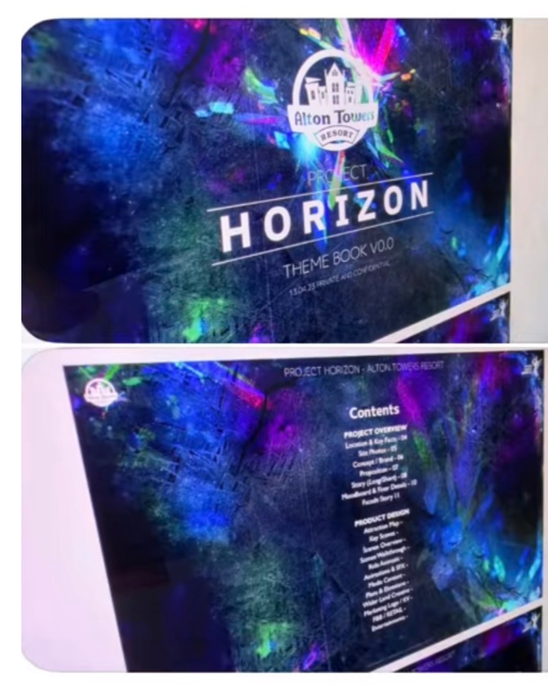 Alleged Project Horizon theme book slides showing the black-hole concept