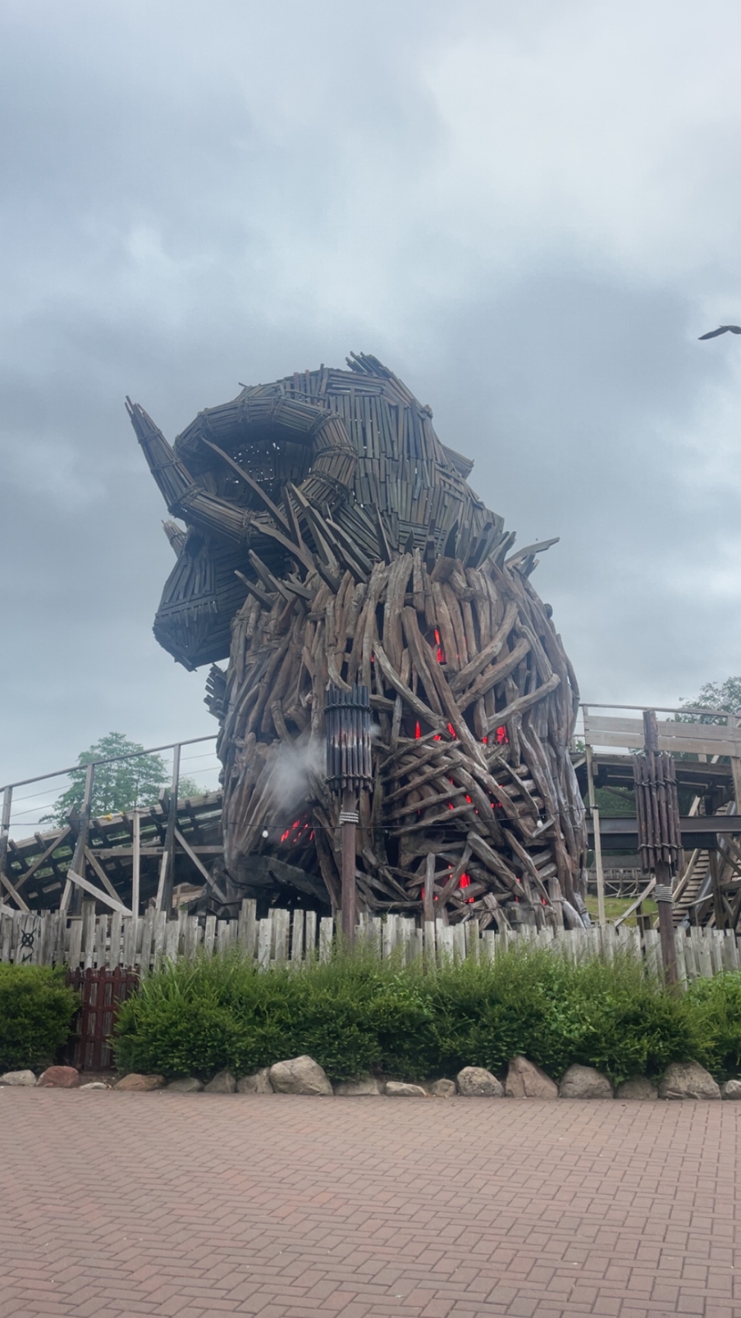 The Wicker Man effigy in Mutiny Bay at Alton Towers